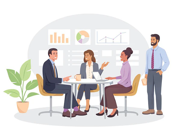 Creative team working and brainstorming together